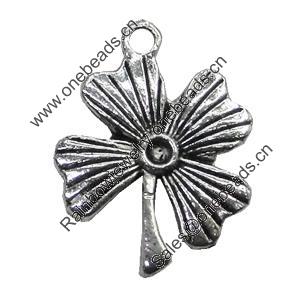 Pendant/Charm, Zinc Alloy Jewelry Findings, Lead-free, Leaf 17x23mm, Sold by Bag
