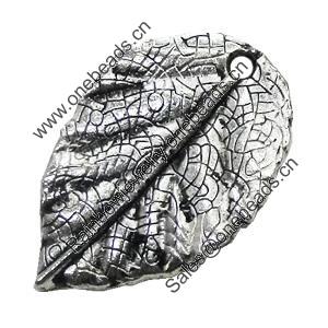 Pendant/Charm, Zinc Alloy Jewelry Findings, Lead-free, Leaf 17x17mm, Sold by Bag
