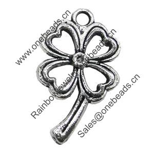 Pendant/Charm, Zinc Alloy Jewelry Findings, Lead-free, Leaf 14x25mm, Sold by Bag