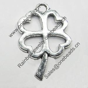 Pendant/Charm, Zinc Alloy Jewelry Findings, Lead-free, Leaf 19x28mm, Sold by Bag