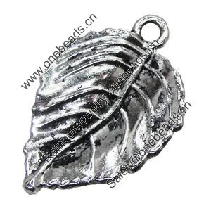 Pendant/Charm, Zinc Alloy Jewelry Findings, Lead-free, Leaf 20x28mm, Sold by Bag
