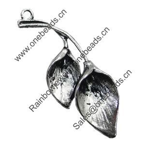 Pendant/Charm, Zinc Alloy Jewelry Findings, Lead-free, Leaf 17x34mm, Sold by Bag