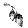 Pendant/Charm, Zinc Alloy Jewelry Findings, Lead-free, Leaf 17x34mm, Sold by Bag