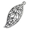 Pendant/Charm, Zinc Alloy Jewelry Findings, Lead-free, Leaf 42x17mm, Sold by Bag