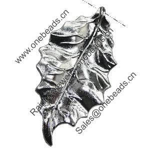 Pendant/Charm, Zinc Alloy Jewelry Findings, Lead-free, Leaf 23x47mm, Sold by Bag