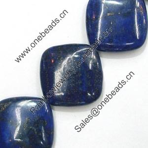 Gemstone beads, natural lapis(dyed), corner drilled square, 30x30mm, Sold by KG 
