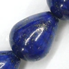 Gemstone beads, natural lapis(dyed), puff teardrop, 12x16mm, Sold by KG