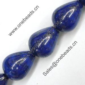 Gemstone beads, natural lapis(dyed), puff teardrop, 12x16mm, Sold by KG