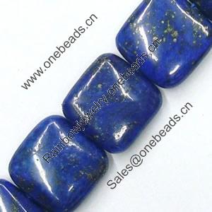 Gemstone beads, natural lapis(dyed), corner drilled square, 25x25mm, Sold by KG 