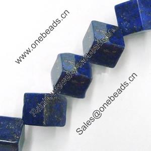 Gemstone beads, natural lapis(dyed), corner drilled cube, 12x12mm, Sold by KG