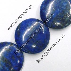 Gemstone beads, natural lapis(dyed), coin, 10x10mm, Sold by KG