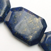 Gemstone beads, natural lapis(dyed), faceted rectangle, 40x30x8mm, Sold by KG