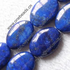 Gemstone beads, natural lapis, oval, 20x15x6mm, Sold by KG