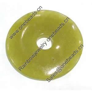 Gemstone pendant, lemon jade, donut, 60mm, Sold by PC