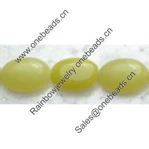 Gemstone beads, lemon jade, oval, 10x14mm, Sold per 16-inch Strand