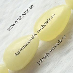 Gemstone beads, lemon jade, horizontal drilled teardrop, 8x12mm, Sold per 16-inch Strand