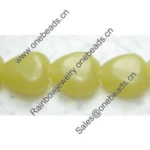 Gemstone beads, lemon jade, heart, 12mm, Sold per 16-inch Strand