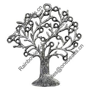 Pendant/Charm, Zinc Alloy Jewelry Findings, Lead-free, Tree 54x63mm, Sold by Bag