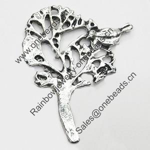 Pendant/Charm, Zinc Alloy Jewelry Findings, Lead-free, Tree 30x37mm, Sold by Bag