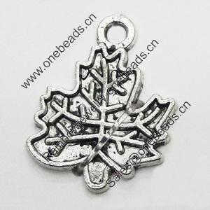 Pendant/Charm, Zinc Alloy Jewelry Findings, Lead-free, Leaf 15x21mm, Sold by Bag