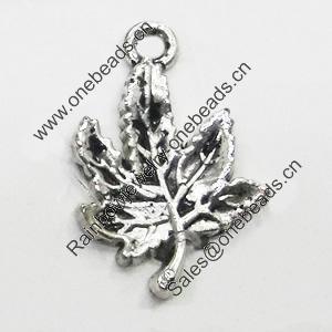 Pendant/Charm, Zinc Alloy Jewelry Findings, Lead-free, Leaf 14x20mm, Sold by Bag