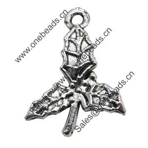 Pendant/Charm, Zinc Alloy Jewelry Findings, Lead-free, Leaf 17x24mm, Sold by Bag