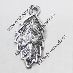 Pendant/Charm, Zinc Alloy Jewelry Findings, Lead-free, Leaf 12x22mm, Sold by Bag