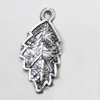 Pendant/Charm, Zinc Alloy Jewelry Findings, Lead-free, Leaf 12x22mm, Sold by Bag