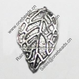 Pendant/Charm, Zinc Alloy Jewelry Findings, Lead-free, Leaf 10x16mm, Sold by Bag