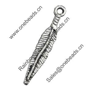 Pendant/Charm, Zinc Alloy Jewelry Findings, Lead-free, Leaf 5x27mm, Sold by Bag