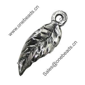 Pendant/Charm, Zinc Alloy Jewelry Findings, Lead-free, Leaf 6x19mm, Sold by Bag