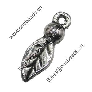 Pendant/Charm, Zinc Alloy Jewelry Findings, Lead-free, Leaf 6x20mm, Sold by Bag