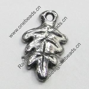Pendant/Charm, Zinc Alloy Jewelry Findings, Lead-free, Leaf 9x15mm, Sold by Bag