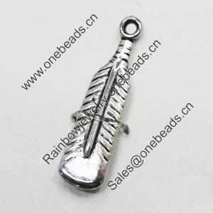 Pendant/Charm, Zinc Alloy Jewelry Findings, Lead-free, Leaf 6x21mm, Sold by Bag