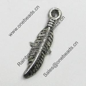 Pendant/Charm, Zinc Alloy Jewelry Findings, Lead-free, Leaf 4x19mm, Sold by Bag