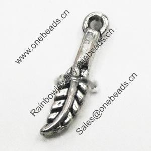 Pendant/Charm, Zinc Alloy Jewelry Findings, Lead-free, Leaf 4x16mm, Sold by Bag