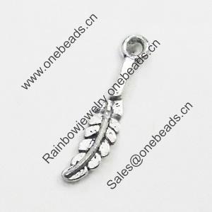 Pendant/Charm, Zinc Alloy Jewelry Findings, Lead-free, Leaf 3x16mm, Sold by Bag