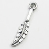 Pendant/Charm, Zinc Alloy Jewelry Findings, Lead-free, Leaf 3x16mm, Sold by Bag