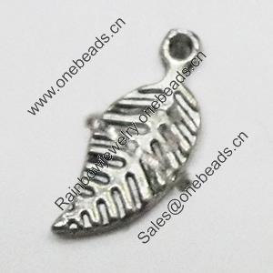 Pendant/Charm, Zinc Alloy Jewelry Findings, Lead-free, Leaf 6x14mm, Sold by Bag