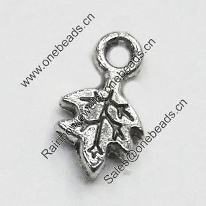 Pendant/Charm, Zinc Alloy Jewelry Findings, Lead-free, Leaf 7x12mm, Sold by Bag