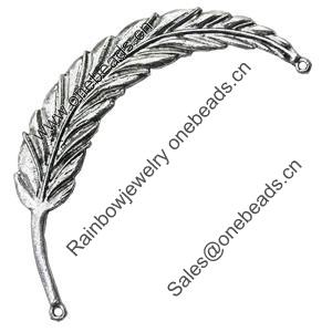 Pendant/Charm, Zinc Alloy Jewelry Findings, Lead-free, Leaf 86x40mm, Sold by Bag