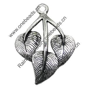 Pendant/Charm, Zinc Alloy Jewelry Findings, Lead-free, Leaf 22x31mm, Sold by Bag