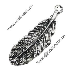 Pendant/Charm, Zinc Alloy Jewelry Findings, Lead-free, Leaf 10x33mm, Sold by Bag
