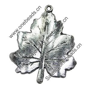 Pendant/Charm, Zinc Alloy Jewelry Findings, Lead-free, Leaf 24x29mm, Sold by Bag