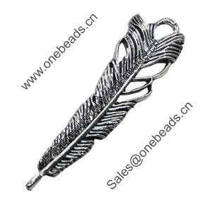 Pendant/Charm, Zinc Alloy Jewelry Findings, Lead-free, Leaf 10x43mm, Sold by Bag