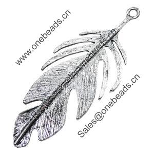 Pendant/Charm, Zinc Alloy Jewelry Findings, Lead-free, Leaf 19x50mm, Sold by Bag