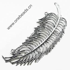 Pendant/Charm, Zinc Alloy Jewelry Findings, Lead-free, Leaf 30x81mm, Sold by Bag