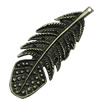 Pendant/Charm, Zinc Alloy Jewelry Findings, Lead-free, Leaf 34x96mm, Sold by Bag