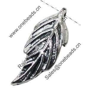 Pendant/Charm, Zinc Alloy Jewelry Findings, Lead-free, Leaf 9x23mm, Sold by Bag