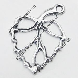 Pendant/Charm, Zinc Alloy Jewelry Findings, Lead-free, Leaf 19x26mm, Sold by Bag